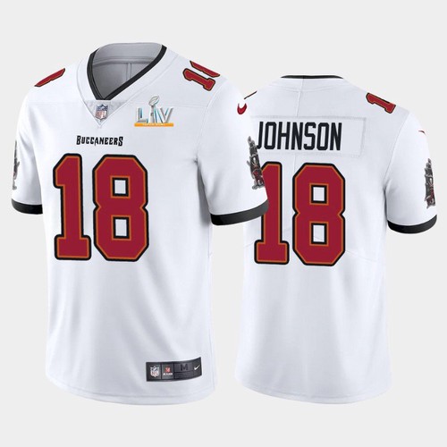 Men's Tampa Bay Buccaneers #18 Tyler Johnson White NFL 2021 Super Bowl LV Limited Stitched Jersey